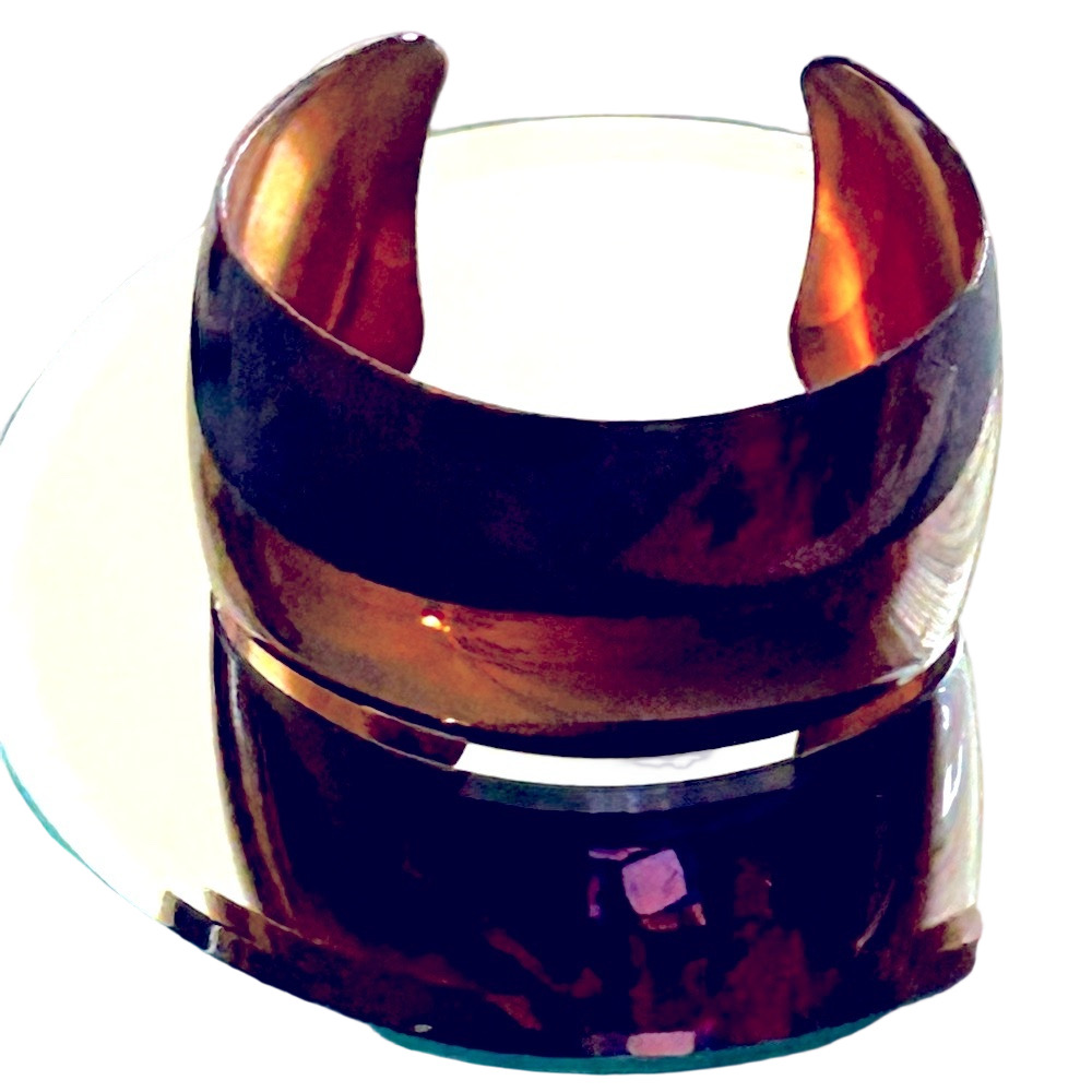 NWT Oversized Shiny Metal Amber Brown Cuff Bracelet